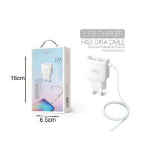 Tranyoo Φορτιστής με καλώδιο Type-C 2USB V20 2.4A – Charger 2USB Fast - sukki.gr