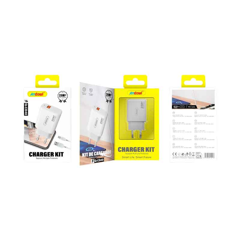 Andowl Φορτιστής κινητού με καλώδιο Type-C Q-CD40 -Mobile charger with Type-C cable Q-CD40 - sukki.gr