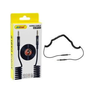 Andowl Καλώδιο Ήχου 3.5mm Jack Αρσενικό σε 3.5mm Jack Αρσενικό Σπιράλ Μαύρο 2m Q-YP111 - Audio Cable - sukki.gr
