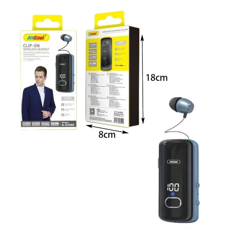 Andowl Ακουστικό In-ear Bluetooth Handsfree Q-EH580 - Clip-On Wireless Headset - Image 2