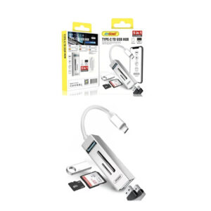 Πολυλειτουργικό Hub USB Type C 5 σε 1 με Αναγνώστη Καρτών και Θύρες USB - Multiport USB Type C Hub 5 in 1 with Card Reader and USB Ports - sukki.gr