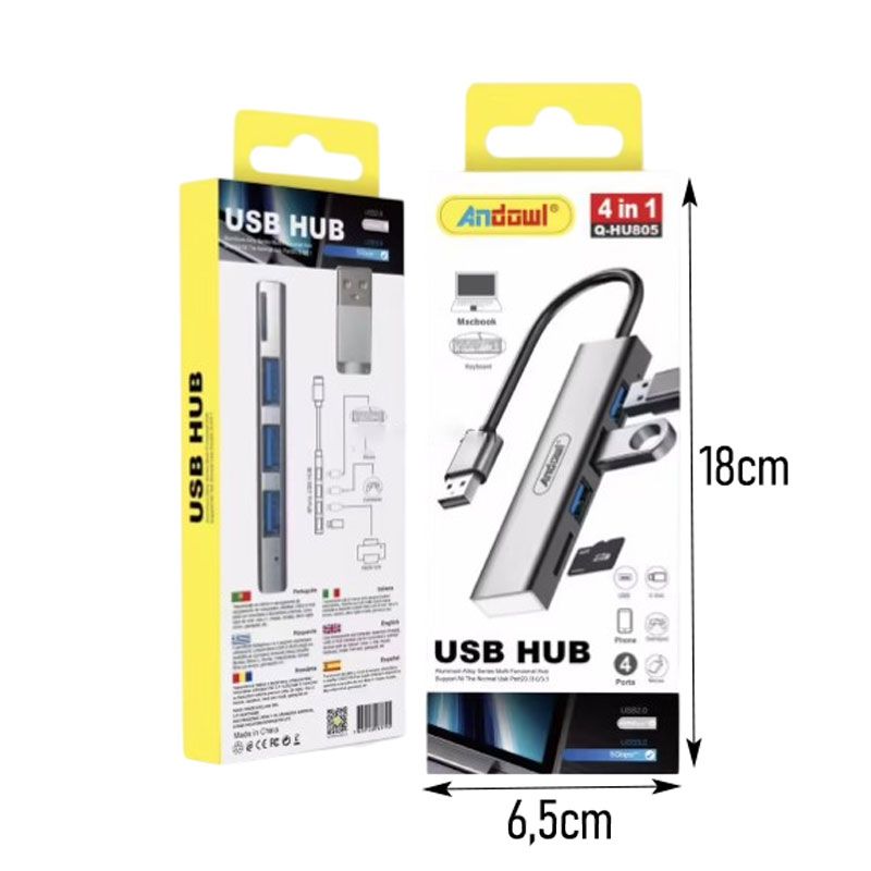 Andowl USB Hub 4 σε 1 με 4 Θύρες Q-HU805 - USB Hub - Image 2