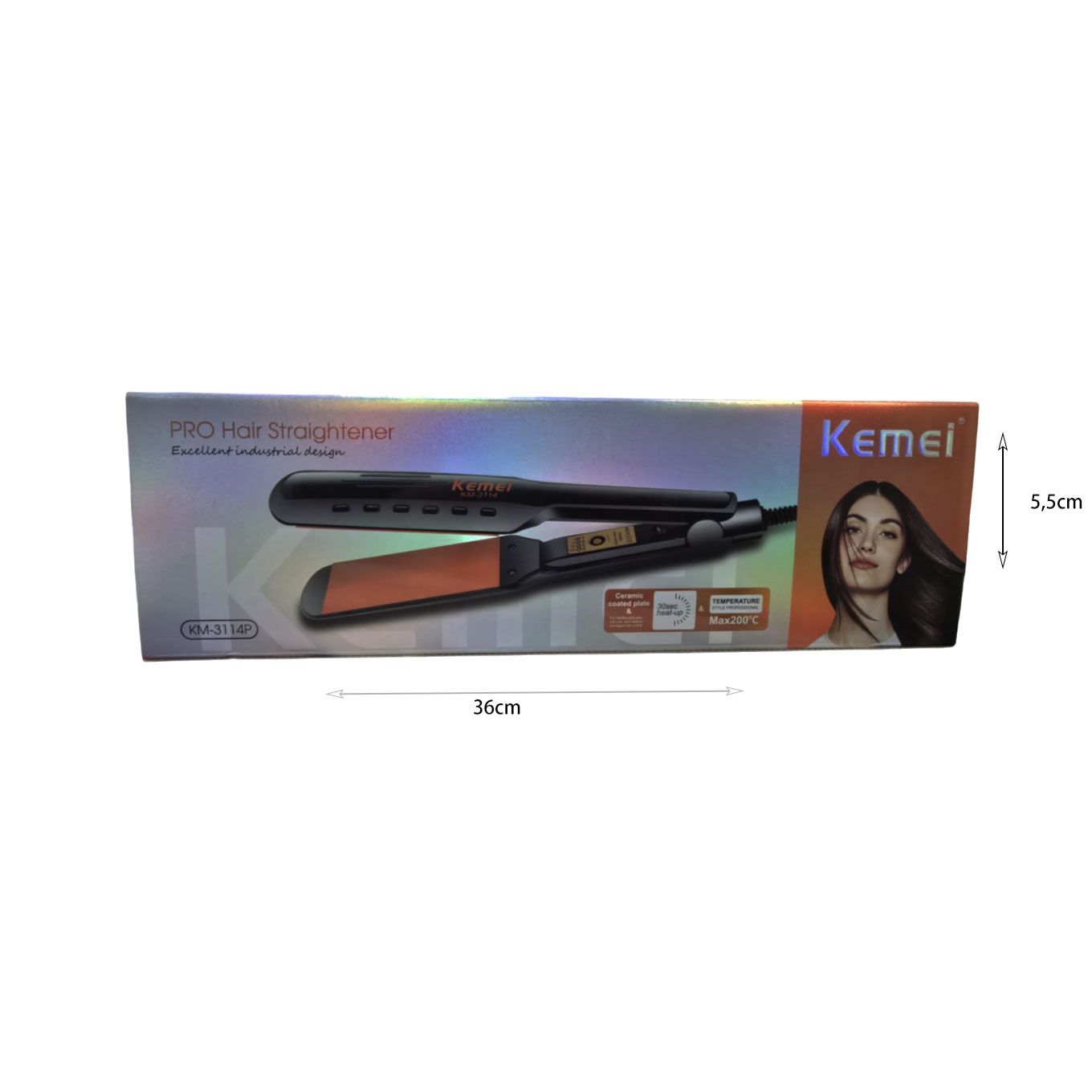 Kemei KM-3114P Πρέσα Μαλλιών με Κεραμικές Πλάκες – Professional Hair Straightener - Image 2