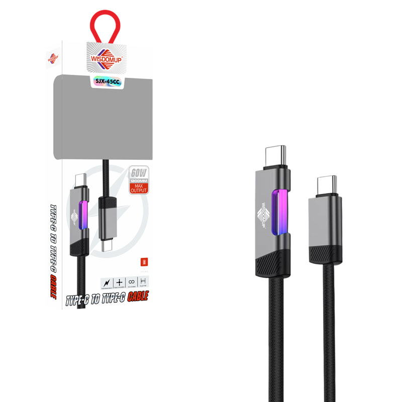 Wisdomup Καλώδιο Φόρτισης Type-C σε Type-C Ταχείας Φόρτισης SJX-45CC - Type-C to Type-C Fast Charging Cable - sukki.gr