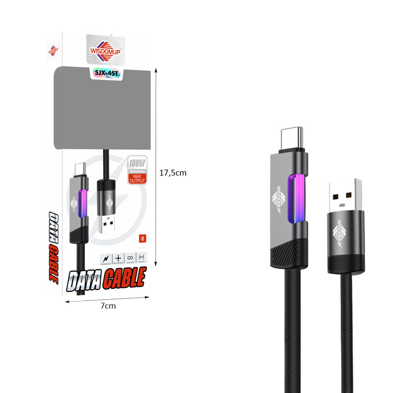 Wisdomup Καλώδιο Φόρτισης USB σε Type-C Ταχείας Φόρτισης 100W SJX-45T - USB to Type-C Fast Charging Cable - Image 2