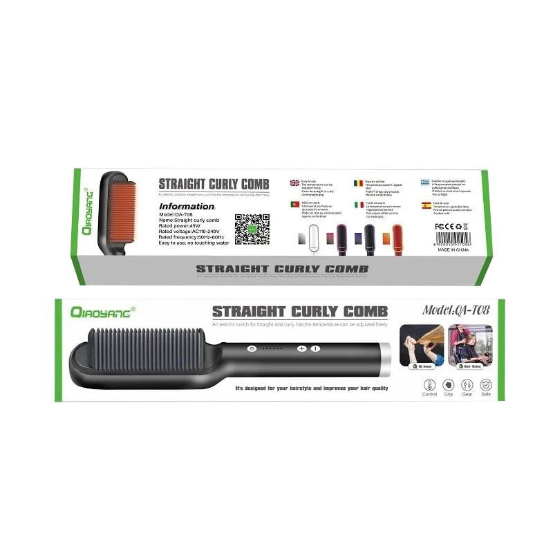 QIAOYANG Ηλεκτρική Βούρτσα για Ίσιωμα 45W QA-T08 - Straight curly comb - sukki.gr