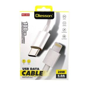 Olesson Καλώδιο δεδομένων γρήγορης φόρτισης 20W 1m 5.0A NO.S23- Cable USB C to Lighting Data Cable Quick Charging - sukki.gr