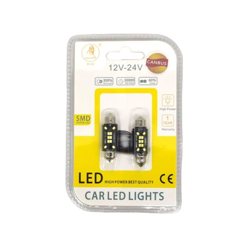 EJC Λάμπες Αυτοκινήτου Canbus LED 12V 2016-T10 39mm 2τμχ ψυχρό φως - LED light - sukki.gr