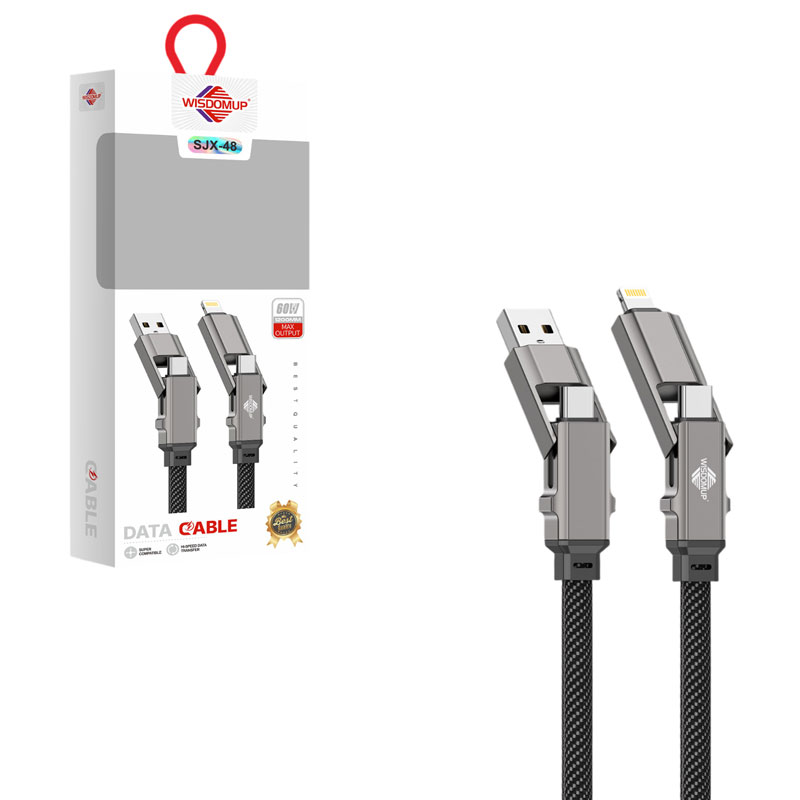 Wisdomup Καλώδιο Φόρτισης και Δεδομένων USB σε Lightning με Μεταλλικά Βύσματα 60W SJX-48 - USB to Lightning Fast Charging Data Cable 60W with Metal Connectors - sukki.gr