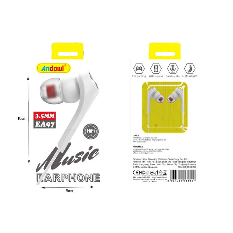 Andowl Ενσύρματα Ακουστικά με AUX 3.5mm EA97 - Earphone - Image 2