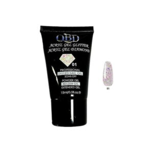 QBD Ακρυλικό τζελ χτισίματος νυχιών #01 - Diamond Acrylic gel glitter UV/LED Nail gel - sukki.gr