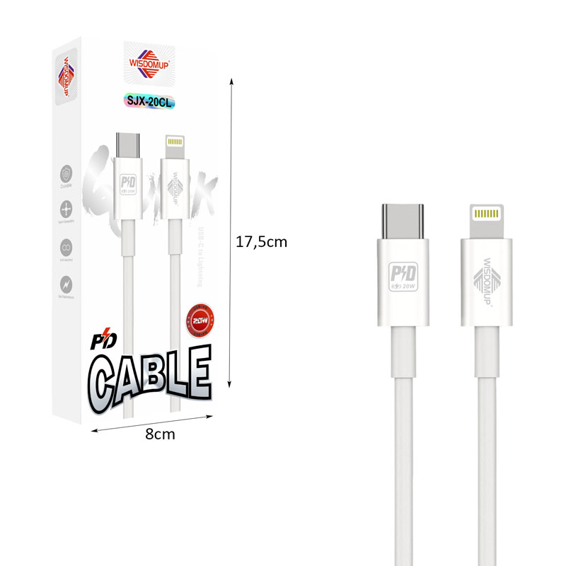 Wisdomup Καλώδιο Φόρτισης και Δεδομένων USB-C σε Lightning PD 20W SJX-20CL - USB-C to Lightning PD Fast Charging Data Cable - Image 2