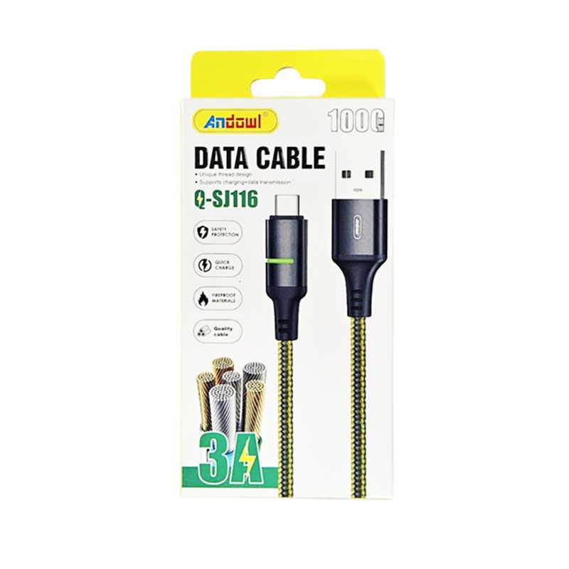 Andowl Καλώδιο Δεδομένων USB σε Type-C – 3A Q-SJ116 - Data Cable