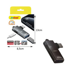 Alternative view of Andowl Αντάπτορας USB-C σε USB 3.0 OTG με PD 20W Q-OTG8 - USB-C to USB 3.0 OTG Adapter with PD 20W