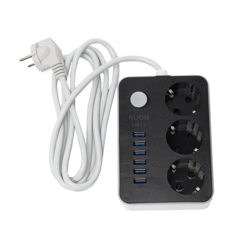 Πολύμπριζο 3 θέσεων και 6 θύρες USB 4.1Α CX-U613 - 6USB 3 Power socket - Image 2