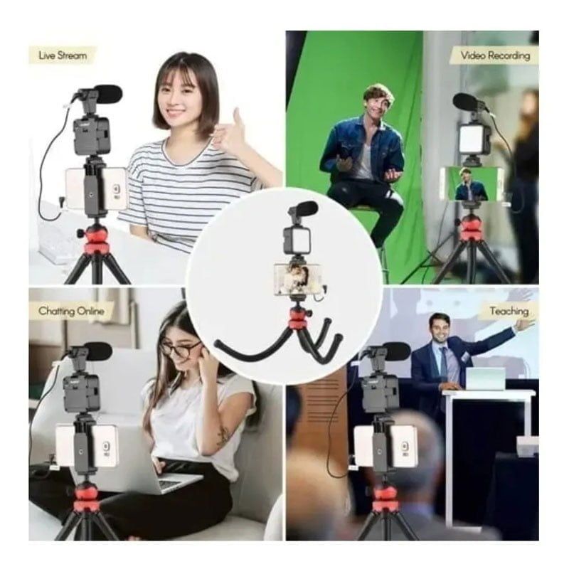 Τρίποδο Εύκαμπτο με Μικρόφωνο - Video making LED ring selfie light kits - Image 3