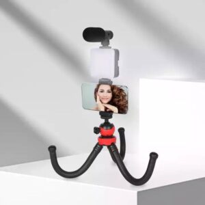 Τρίποδο Εύκαμπτο με Μικρόφωνο - Video making LED ring selfie light kits - sukki.gr