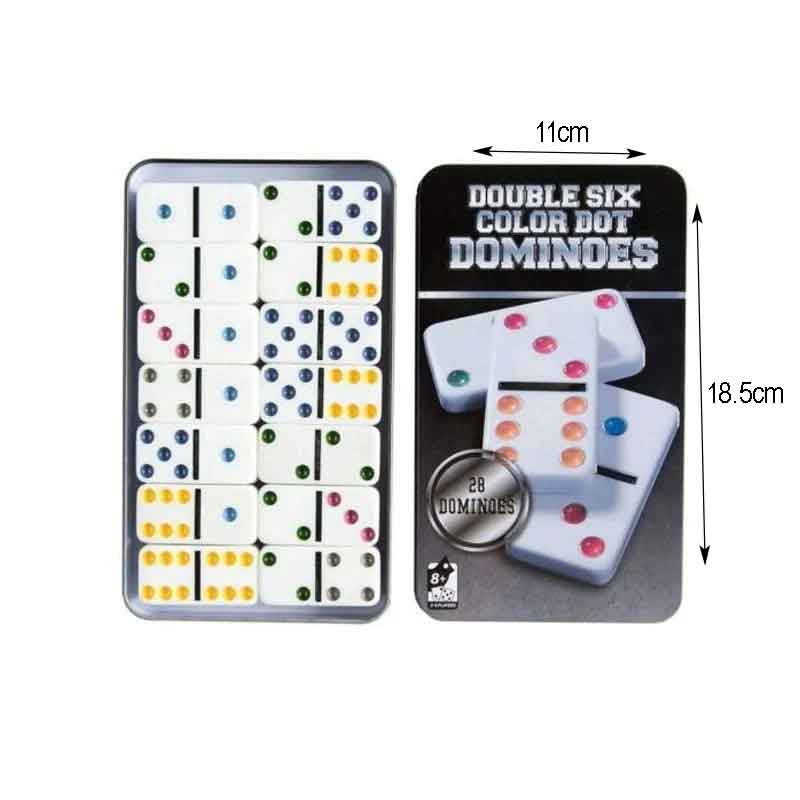 Έγχρωμο Ντόμινο σε Μεταλλικό κουτί 28 τεμ. – Double six color dot dominoes - Image 3