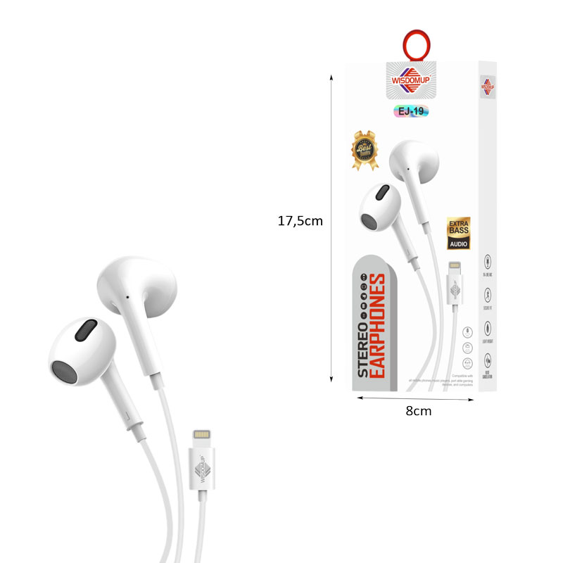 Wisdomup Ενσύρματα Ακουστικά Stereo με Lightning Σύνδεση EJ-19 - Wired Stereo Earphones with Lightning Connector - Image 2