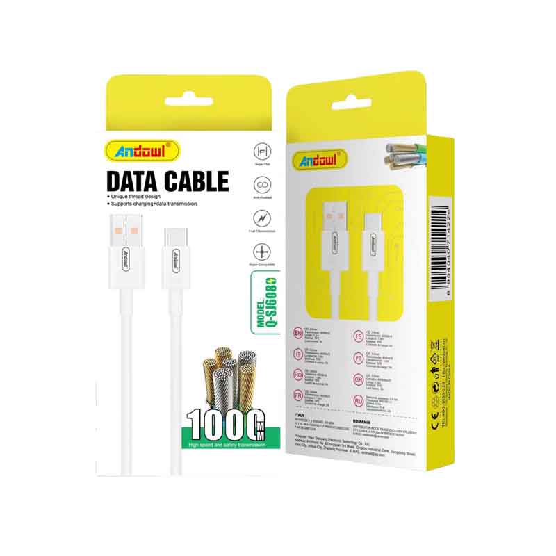 Andowl Καλώδιο δεδομένων USB σε Type-c 3A 1M Q-SJ608 - Data Cable - sukki.gr