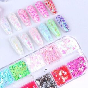 Globalnail Διακοσμητικά Νυχιών Πεταλούδες Confetti Σετ 12 Χρώματα - Nail art butterfly - sukki.gr