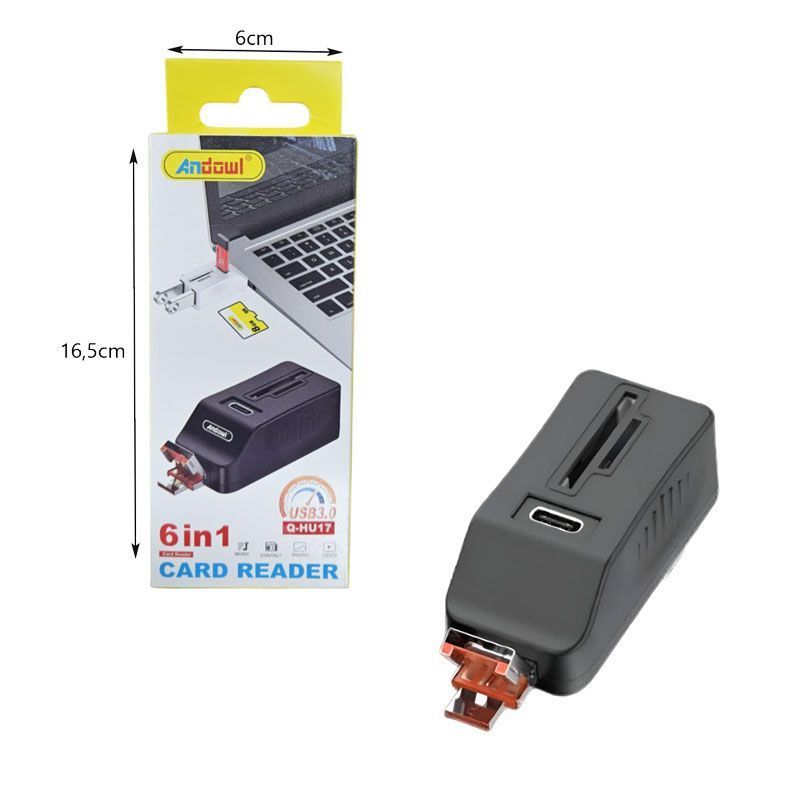 Andowl Αναγνώστης καρτών 6 σε 1 Q-HU17 - Card Reader USB 3.0 - Image 2
