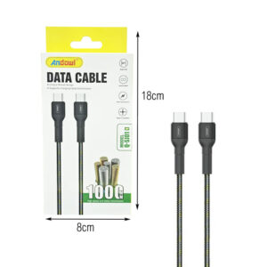 Alternative view of Andowl Καλώδιο Δεδομένων Type-C σε Type-C 1m Q-SJ01 - Data Cable