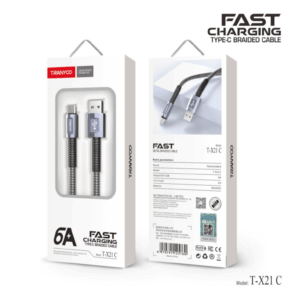 Tranyoo Καλώδιο δεδομένων type-C 6A 1m T-X21C - Fast charger cable - sukki.gr
