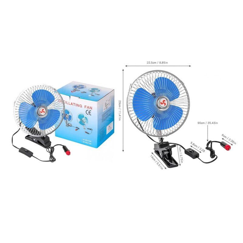 Ανεμιστήρας Αυτοκινήτου 10″ με Κλιπ – 12V Περιστρεφόμενος – Oscillating Fan - Image 4