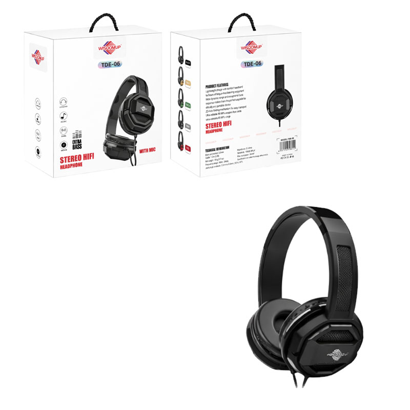 Wisdomup Ενσύρματα Ακουστικά Κεφαλής Stereo HiFi με Μικρόφωνο TDE-06 - Stereo HiFi Headphone - sukki.gr