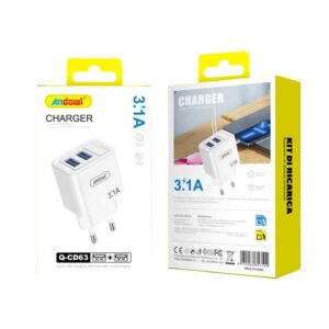 Andowl Φορτιστής κινητού USB Διπλός 3.1A Q-CD63 - Mobile charger - sukki.gr