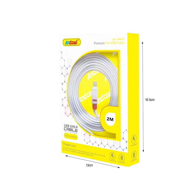 Andowl Καλώδιο μεταφοράς δεδομένων USB 2.0 2m Lightning QY-C067C - Data Cable - Image 2
