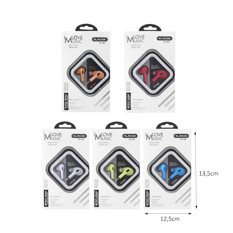 Ενσύρματα Ακουστικά με Μικρόφωνο EV194 – Wired Earphones with Microphone - Image 2