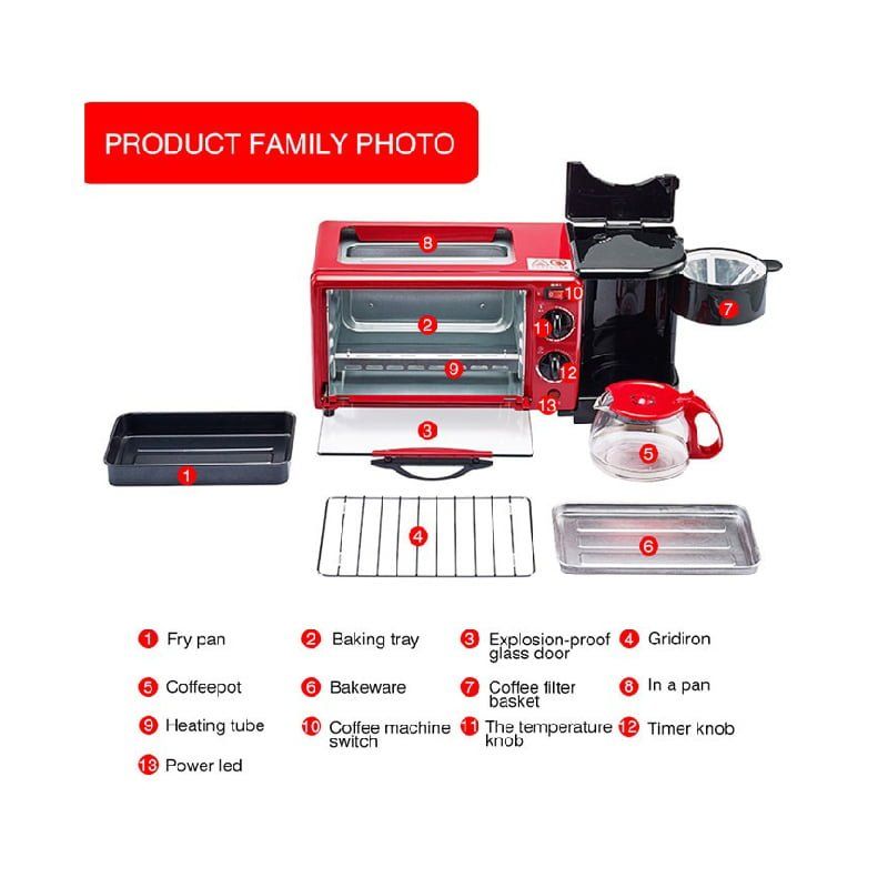 RAF 3 σε Ηλεκτρικός φούρνος με καφετιέρα R.5308R - 3 in 1 Breakfast Maker - Image 8