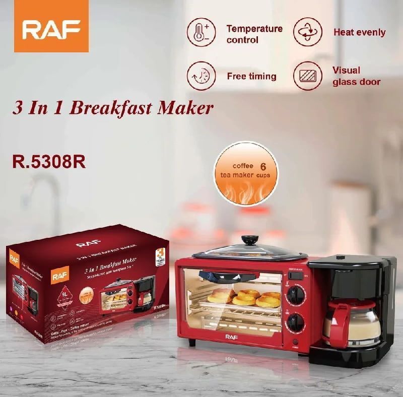 RAF 3 σε Ηλεκτρικός φούρνος με καφετιέρα R.5308R - 3 in 1 Breakfast Maker - sukki.gr