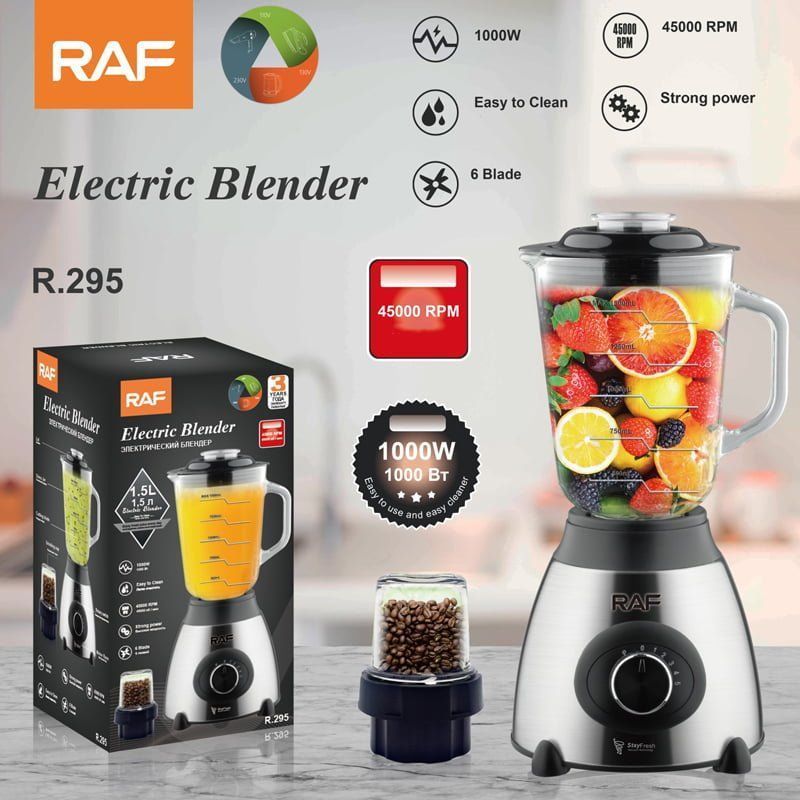 RAF Μπλέντερ με Γυάλινη Κανάτα 1.5lt 1000W Inox R.295 - Electric Blender - Image 4