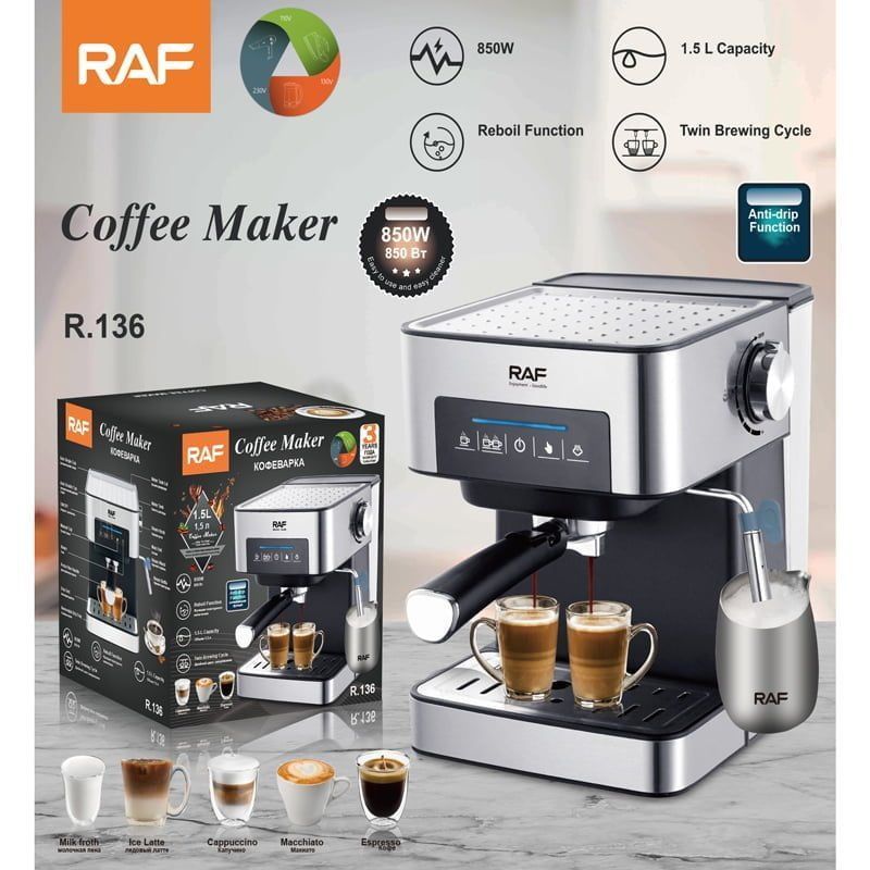RAF Καφετιέρα Εσπρεσσιέρα με Ακροφύσιο 1.6L 850W R.136 - Espresso Coffee Maker - Image 6