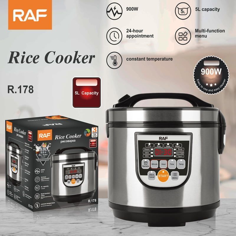 RAF Ηλεκτρικός Πολυμάγειρας Rice Cooker 5L 700W με Αντικολλητικό Μπολ και 12 Προγράμματα R.178 - Rice Cooker - Image 5
