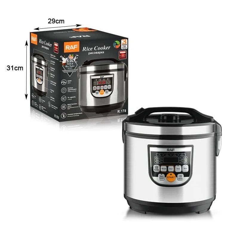 RAF Ηλεκτρικός Πολυμάγειρας Rice Cooker 5L 700W με Αντικολλητικό Μπολ και 12 Προγράμματα R.178 - Rice Cooker - Image 6