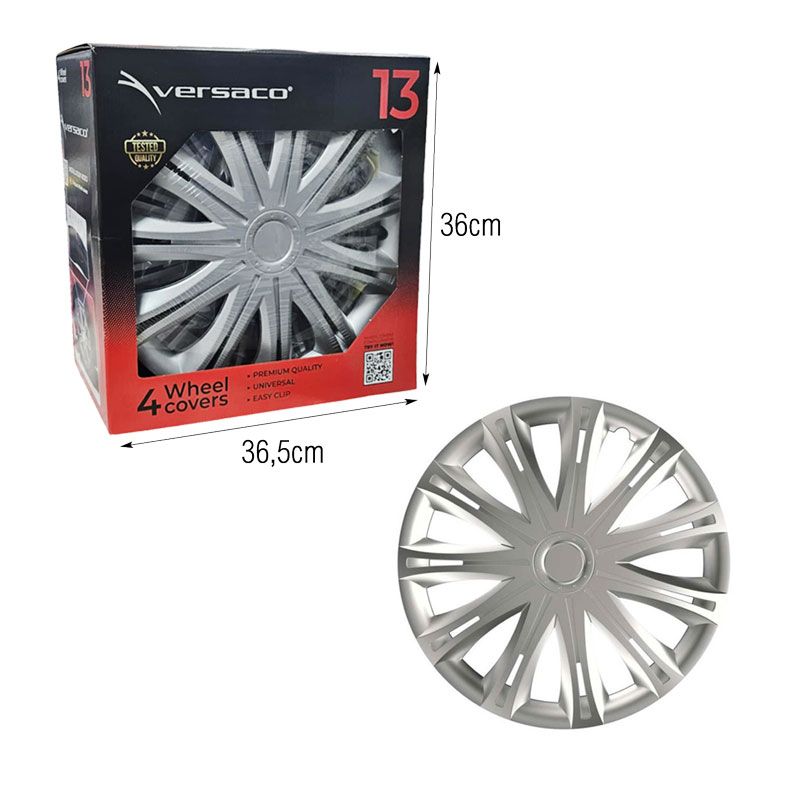Versaco Σετ Τάσια Αυτοκινήτου 4τμχ 13" Ασημί - Wheel Covers - Image 2