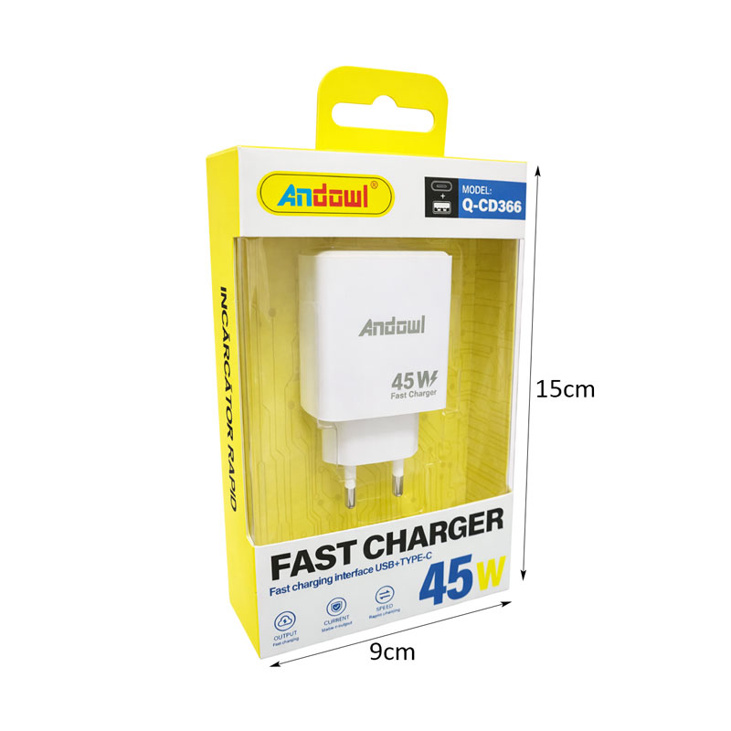 Andowl Φορτιστής 45W USB και Type-C Q-CD366 - Fast Charger - Image 2