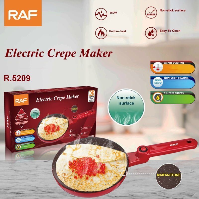 RAF Αντικολλητική Ηλεκτρική Κρεπιέρα 600W R.5209 - Electric Crepe Maker - sukki.gr