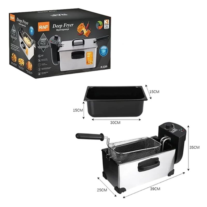 RAF Φριτέζα λαδιού inox 2000W 3.0L R.5299 - Deep Fryer - Image 6