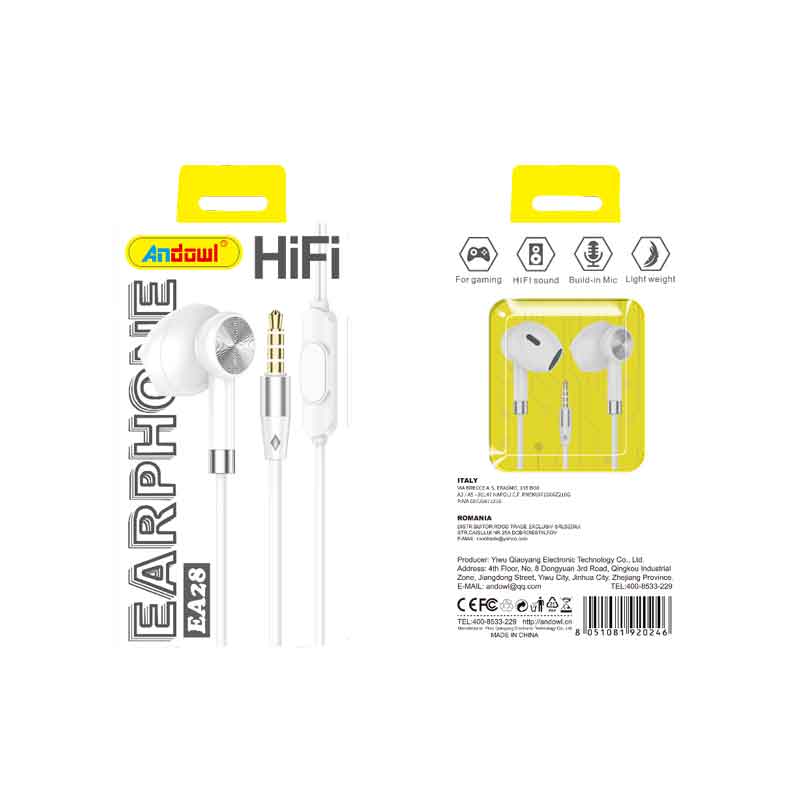Andowl Ενσύρματα Ακουστικά με AUX 3.5mm EA28 - Earphone - sukki.gr