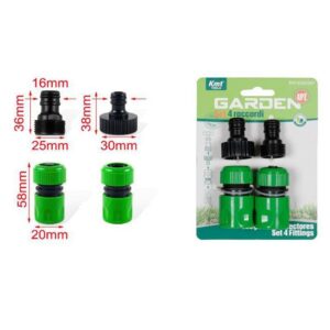 KMT Tools Σετ κεφαλών για λάστιχο κήπου 4 Τεμάχια Ρακόρ Ποτίσματος - Garden hose head set - sukki.gr