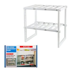 HFXQ Βάση Οργάνωσης Κουζίνας Διόροφη 50-70cm - Pool Space Arrangement Frame Kitchen Shelf Rack - sukki.gr