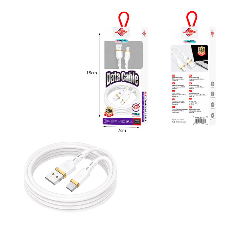 Wisdomup Καλώδιο Φόρτισης και Δεδομένων USB σε Type-C 3A SJX-35T - USB to Type-C Fast Charging Data Cable 3A - Image 2