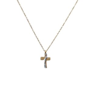 Ατσάλινο Κολιέ Σταυρός με Στρας – Stainless Steel Cross Necklace - sukki.gr