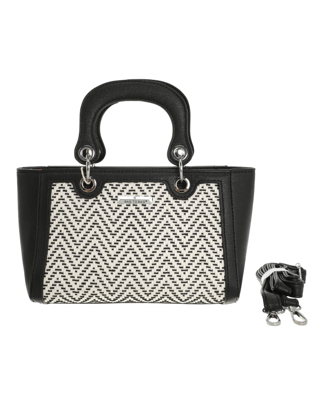 Τσαντάκι χειρός BY-88177 – Ασπρο/Μαύρο BAG TO BAG - sukki.gr