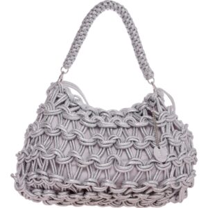 Ψάθινος τσαντα ώμου CN25012 – Ασημί BAG TO BAG - sukki.gr